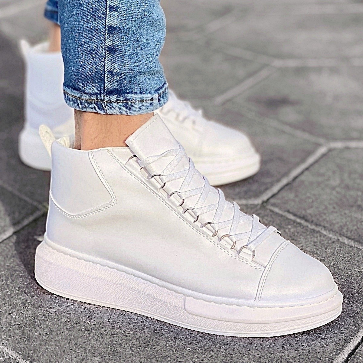 Heren High Top Sneakers Schoenen Wit - 1 2