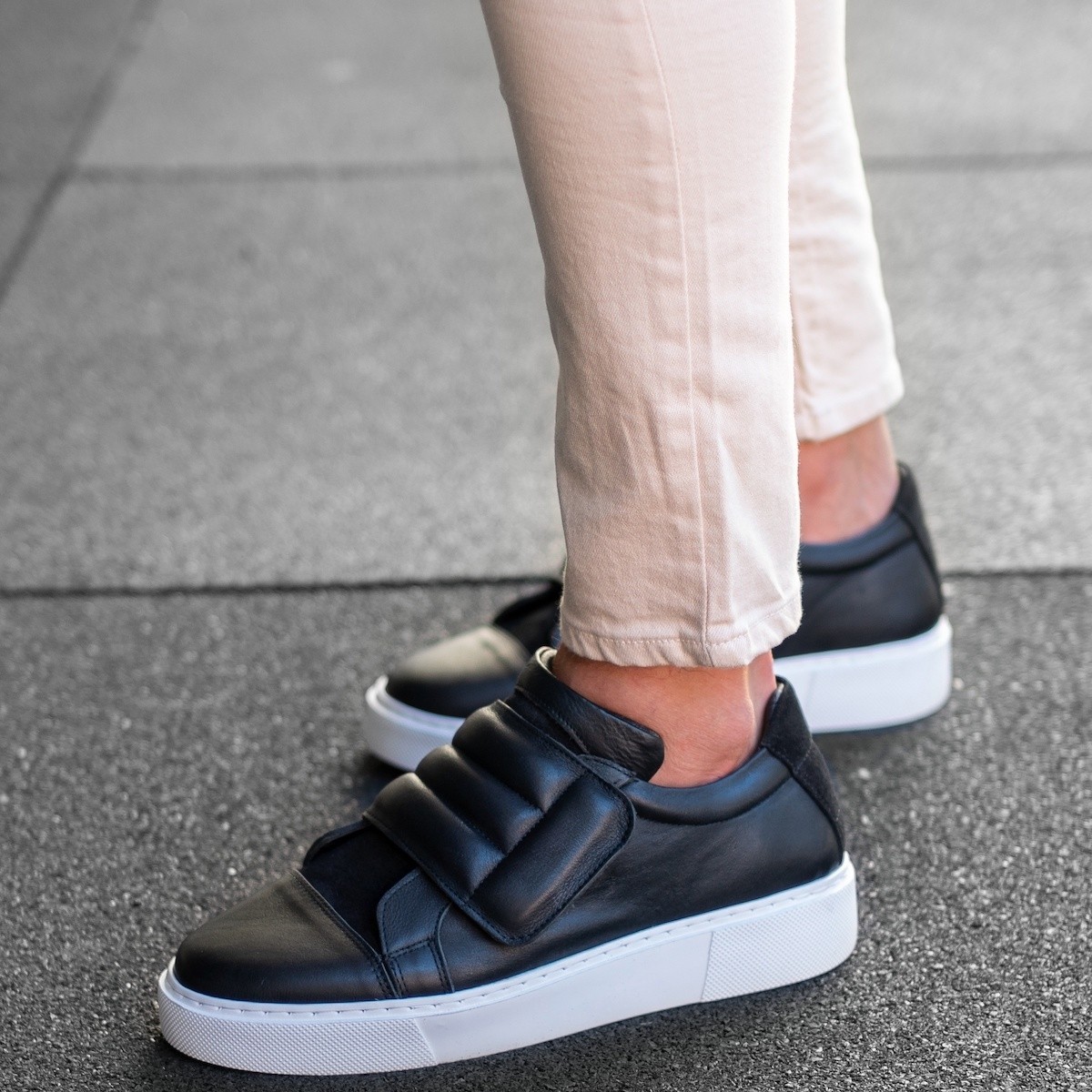Hombre Zapatillas Cuero Negro - 1