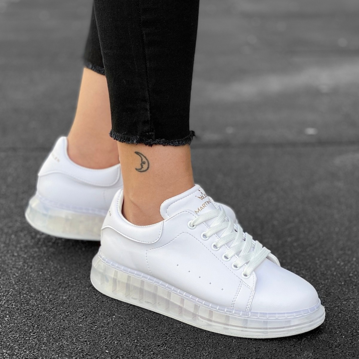 Белые женские прозрачные кроссовки O2 Hype Sole