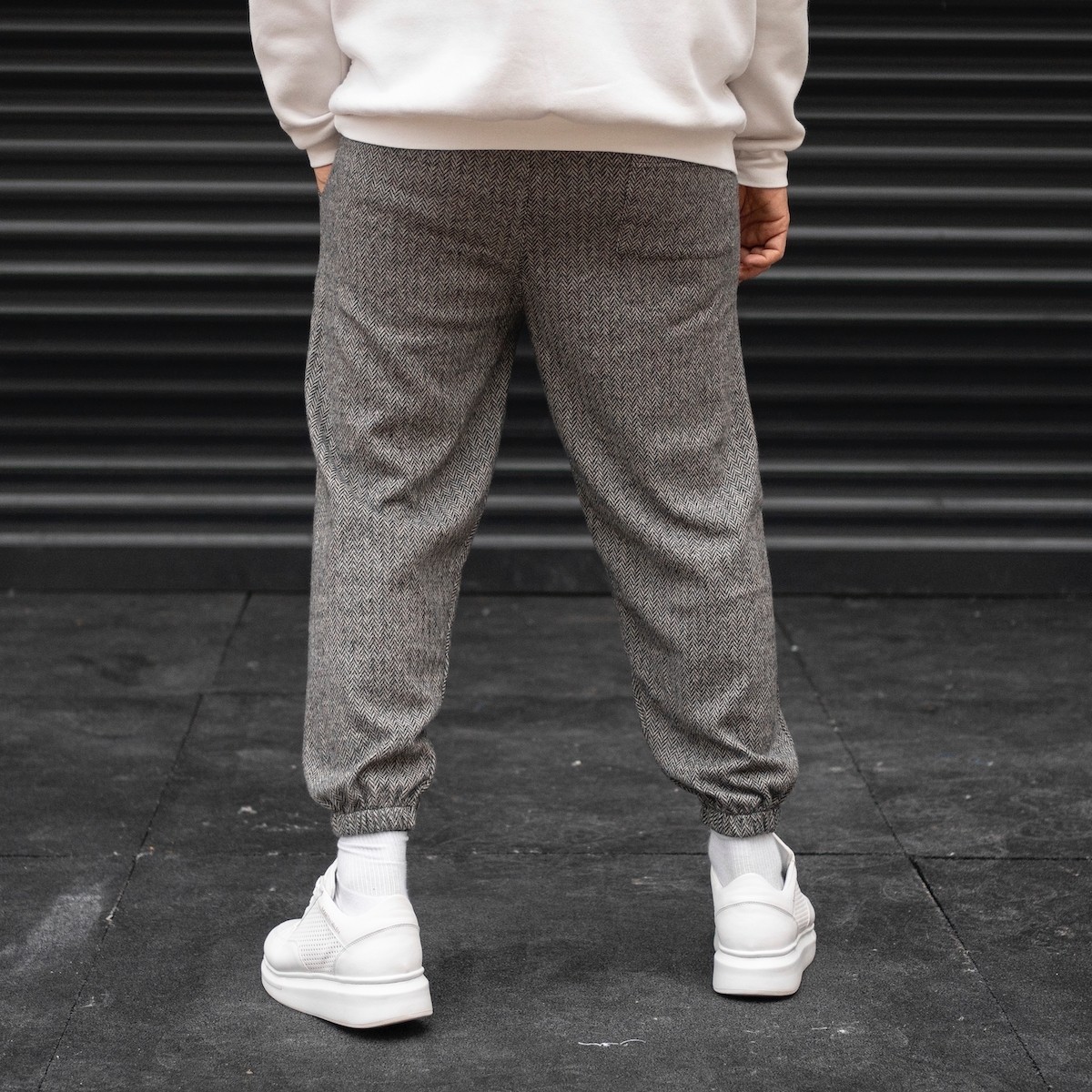 Men's Herringbone Jogger In Gray - 5