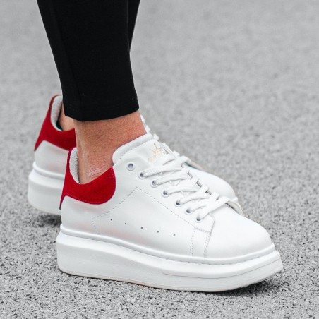 Martin Valen Women High Sole Sneakers White&Red