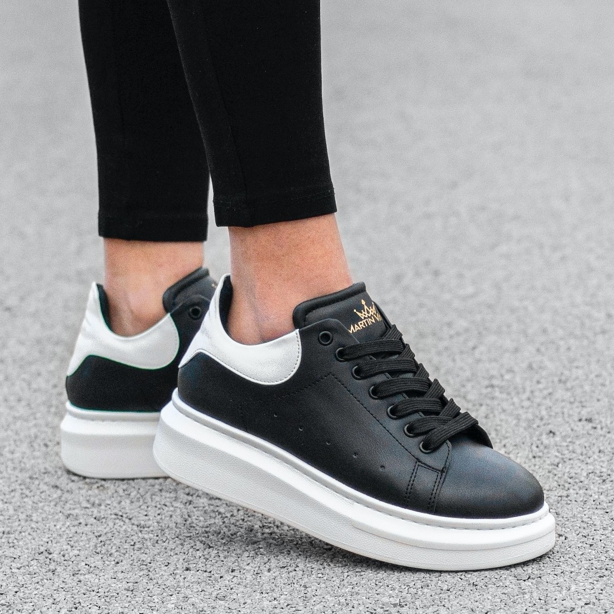 Martin Valen Women High Sole Sneakers Black&White - 3