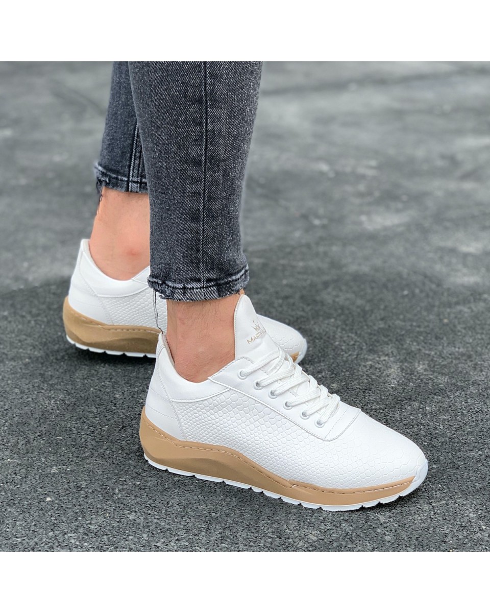Men's Chunky Sneakers Lizard Shoes White
