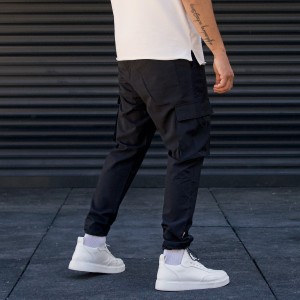 Men's Oversize Jogger Cargo Pants Skinny Leg Black