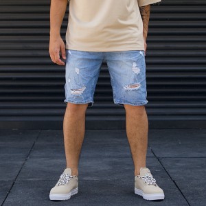 Men's Ripped Jeans Stonewashed Blue - 1
