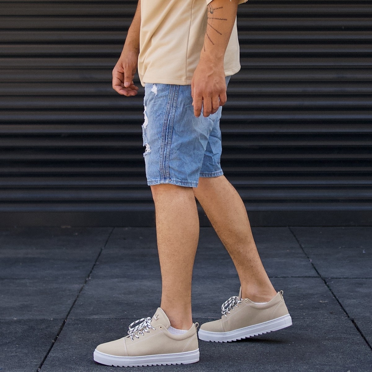 Men's Ripped Jeans Stonewashed Blue - 3