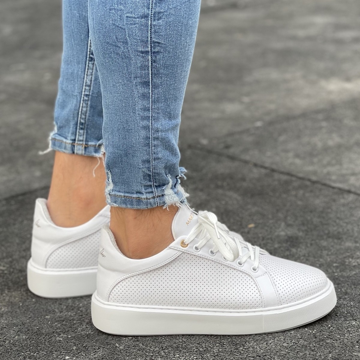 Men's Chunky Mesh Designer Sneakers Shoes White - 3