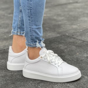 Hommes Plateforme Mesh Designer Sneakers Blanc - 1