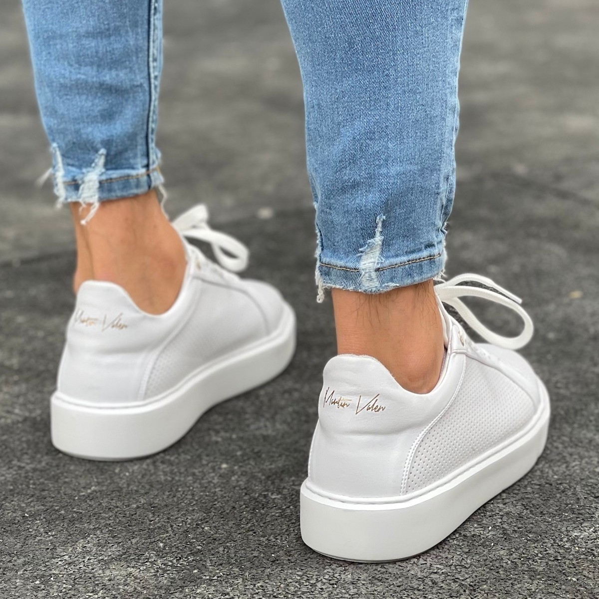 Herren Chunky Sneakers Mesh Designerschuhe in weiss - 5