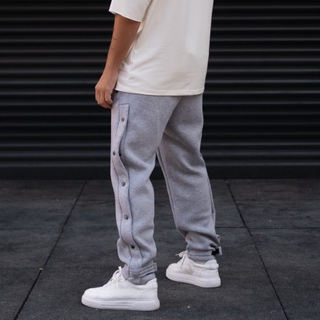 Pantalon de jogging oversize à boutons pour hommes, gris