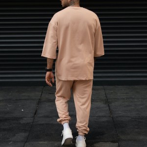 Men's Oversize Tracksuit Pocket Detail Light Designer Taupe - 5