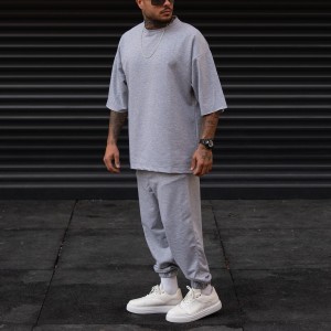 Men's Oversize Tracksuit Light Fabric Grey - 2