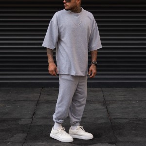Men's Oversize Tracksuit Light Fabric Grey - 3