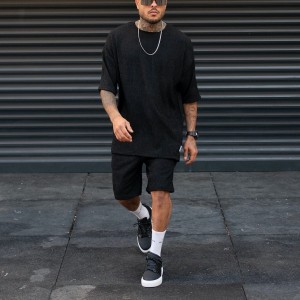Men's Oversize Shortsuit Crinkle Designer Black