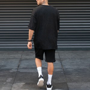 Men's Oversize Shortsuit Crinkle Designer Black