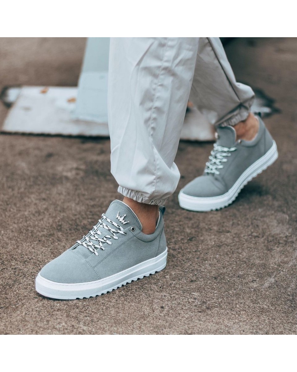 Hombre Bajo-Top Sneakers Gamuza Gris - 3