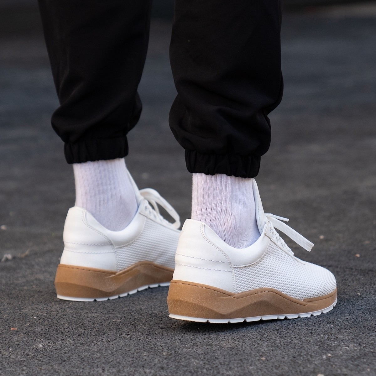 Homem Plataforma Basket Sneakers Branco - 4