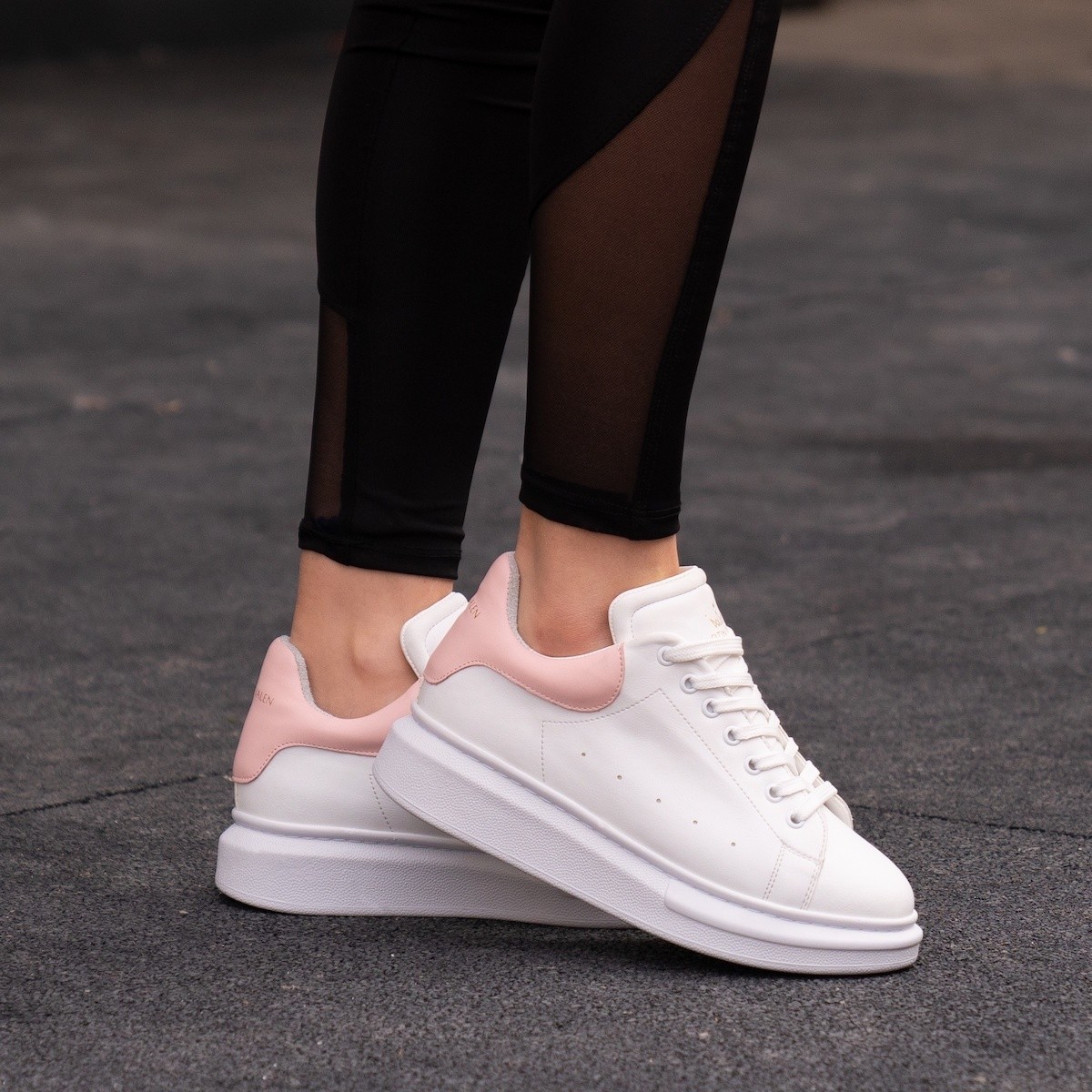 Martin Valen Women High Sole Sneakers White&Pink - 5