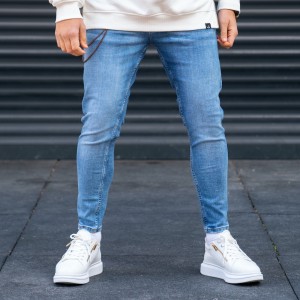 Herrenjeans in hellem Stonewashed-Blau