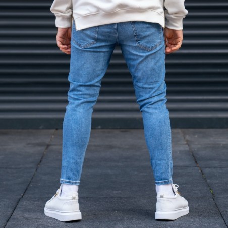 Herrenjeans in hellem Stonewashed-Blau