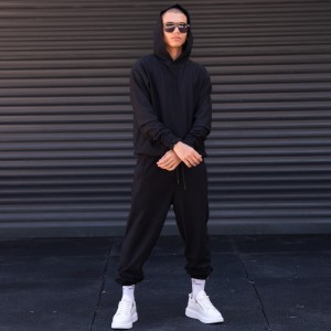 Men's Oversized Corduroy Black Tracksuit Set