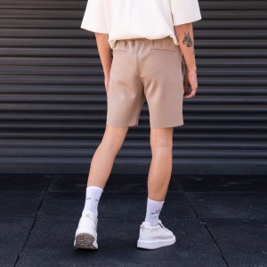 Pantaloncini beige oversize in tessuto da sub da uomo