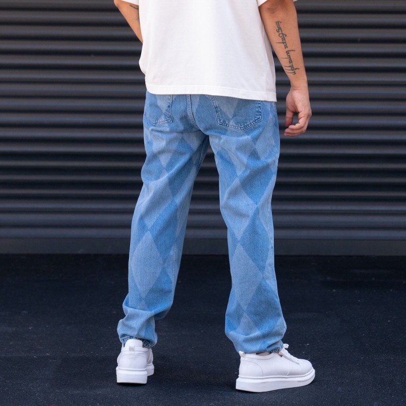 Men's Oversized Baggy Jeans Trousers Ice Blue - 5