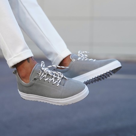 Hombre Bajo-Top Sneakers Gamuza Gris - 1