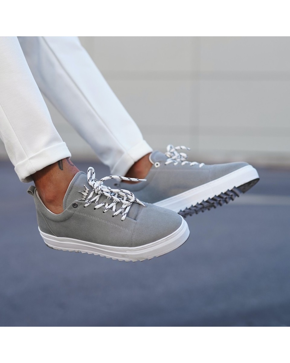 Hombre Bajo-Top Sneakers Gamuza Gris - 1