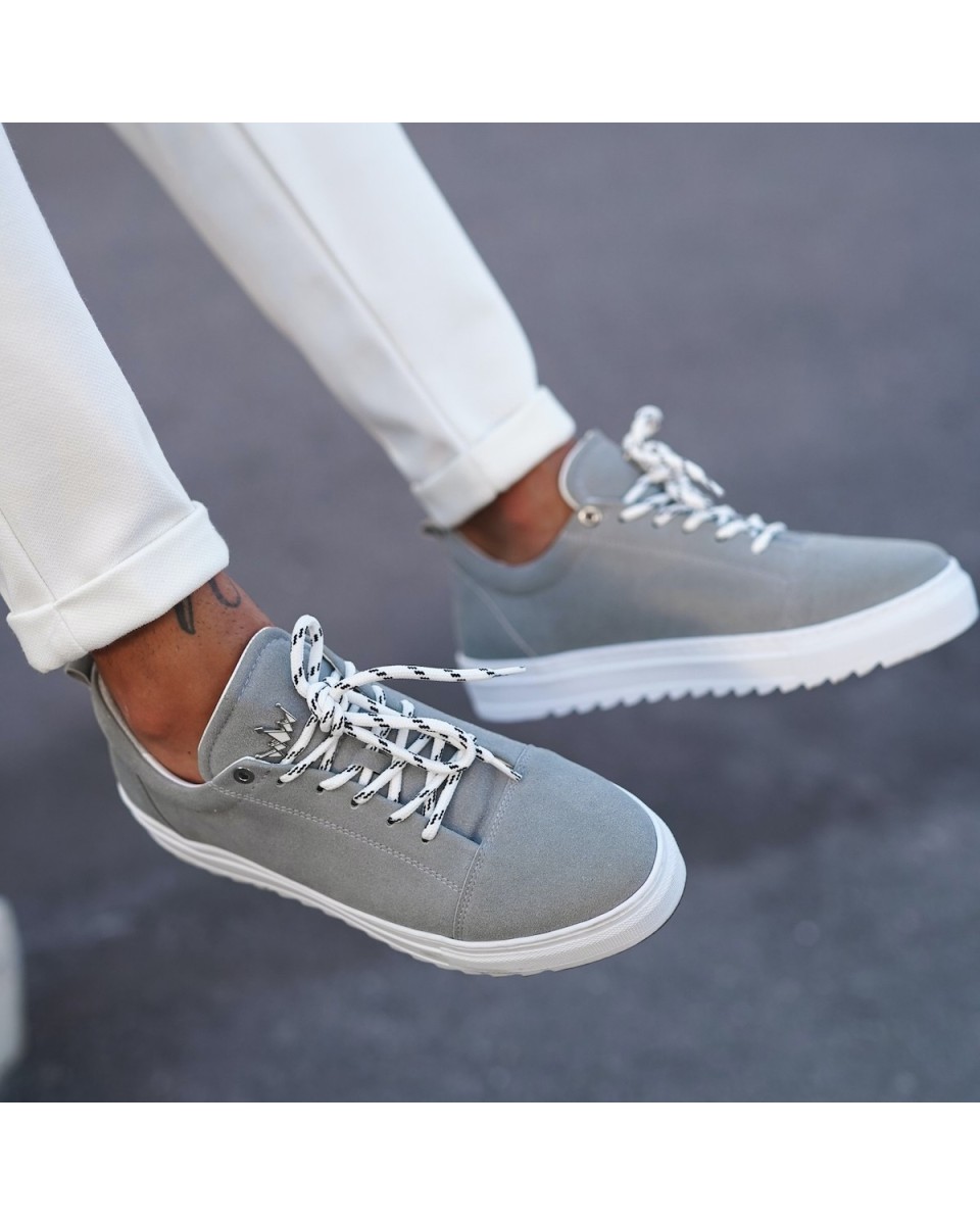 Herren Low Top Suede Sneakers Schuhe in grau - 2