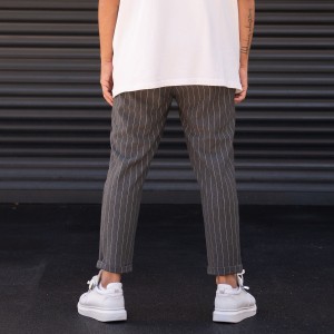 Pantalon Oversize Rayé Anthracite Homme