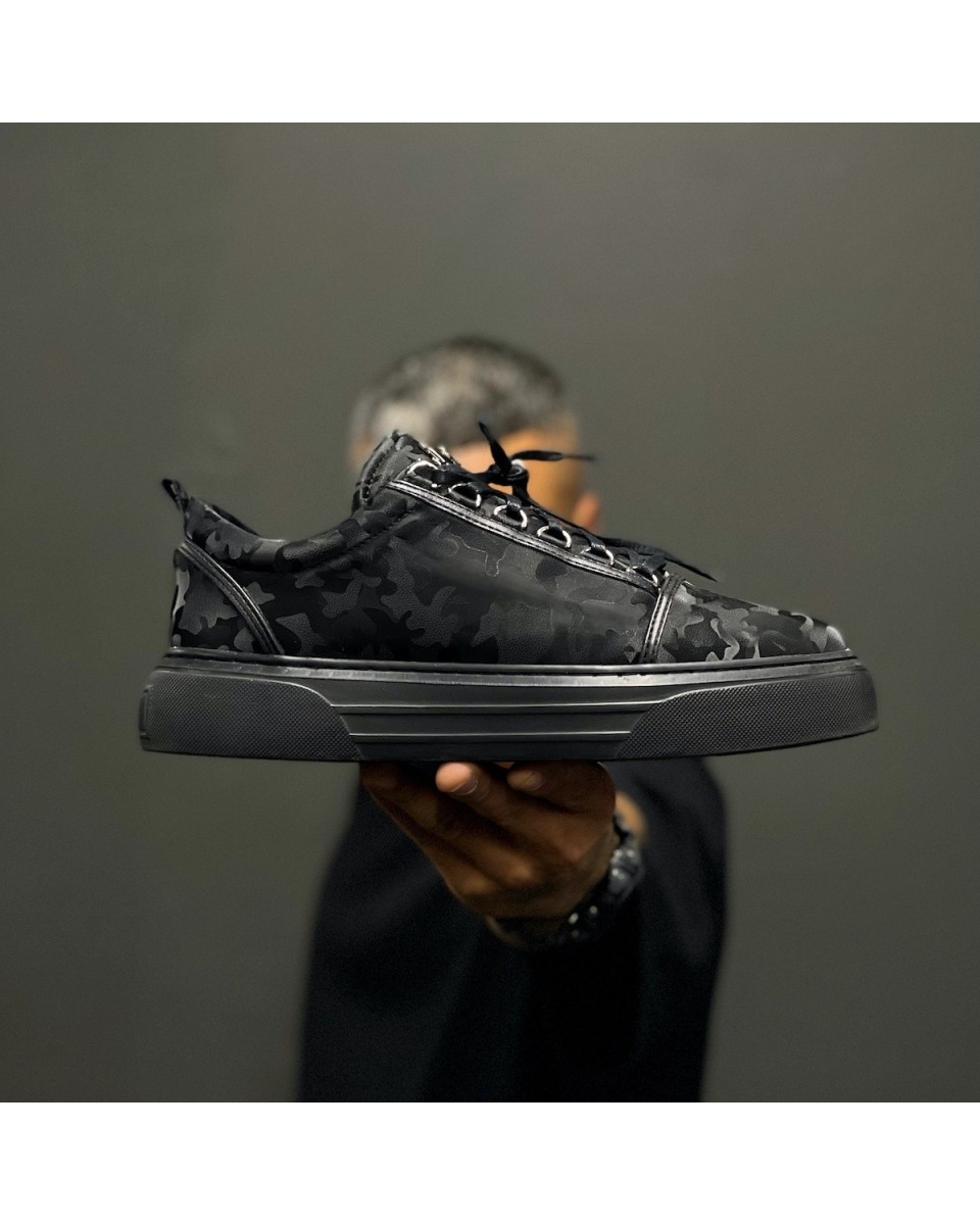 Men's Casual Sneakers Crowned Camouflage Black - 4
