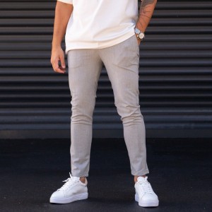 Men's Slim-Fit Lycra Gray Slacks