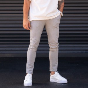 Men's Slim-Fit Lycra Gray Slacks