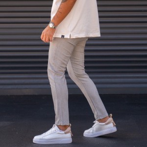 Men's Slim-Fit Lycra Gray Slacks