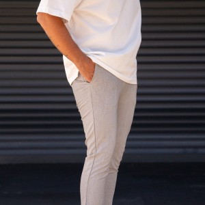 Men's Slim-Fit Lycra Gray Slacks