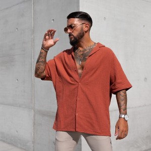 Men's Linen Fabric Oversized Tile Color Shirt | Martin Valen
