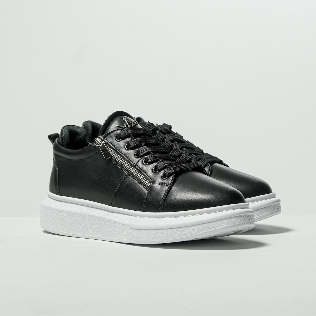 Hype Sole Zipped Style Sneakers in Black-White - 1 2