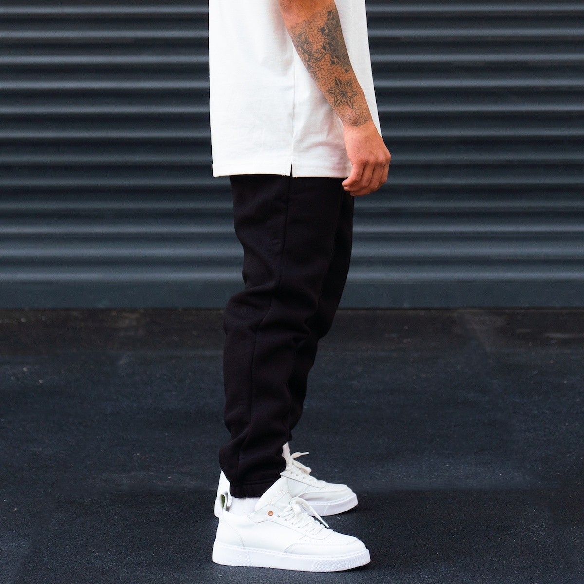 Oversized Wick Front Detailed Heavy Jogger Black - 5
