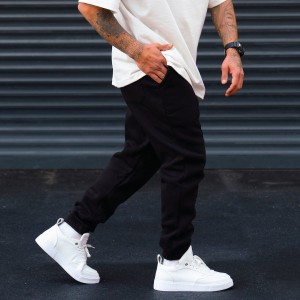 Oversized Wick Front Detailed Heavy Jogger Black - 3