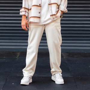 Oversized Baggy Cream Color Fleece Jogger - 2