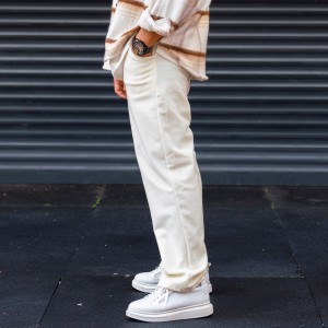 Oversized Baggy Cream Color Fleece Jogger - 4
