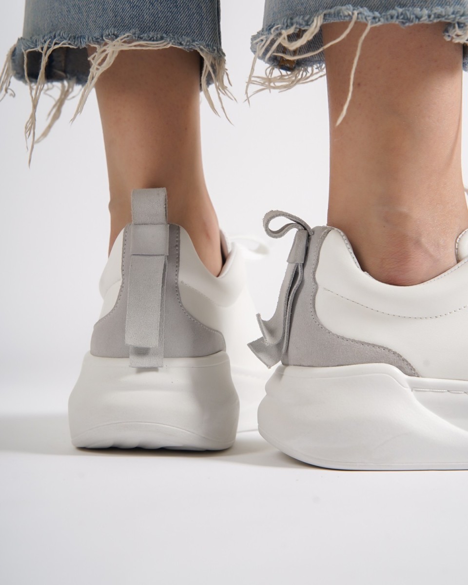 Highrise Women's Suede Belted Shoes in White | Martin Valen