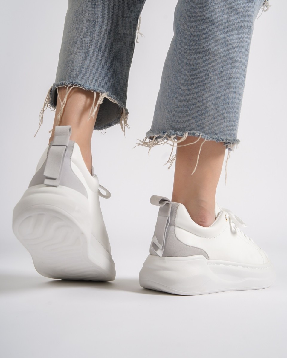 Highrise Women's Suede Belted Shoes in White | Martin Valen