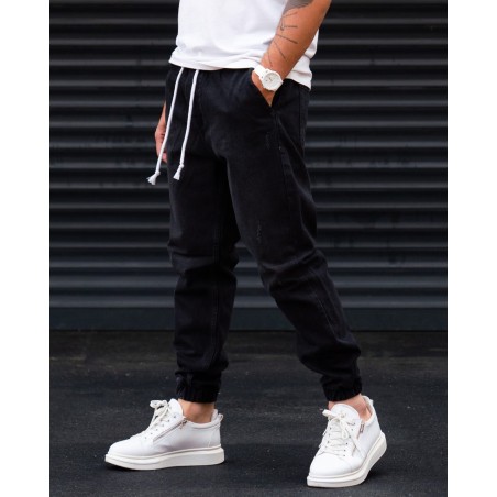Oversized Denim Joggers in Washed Corded and Cuffed