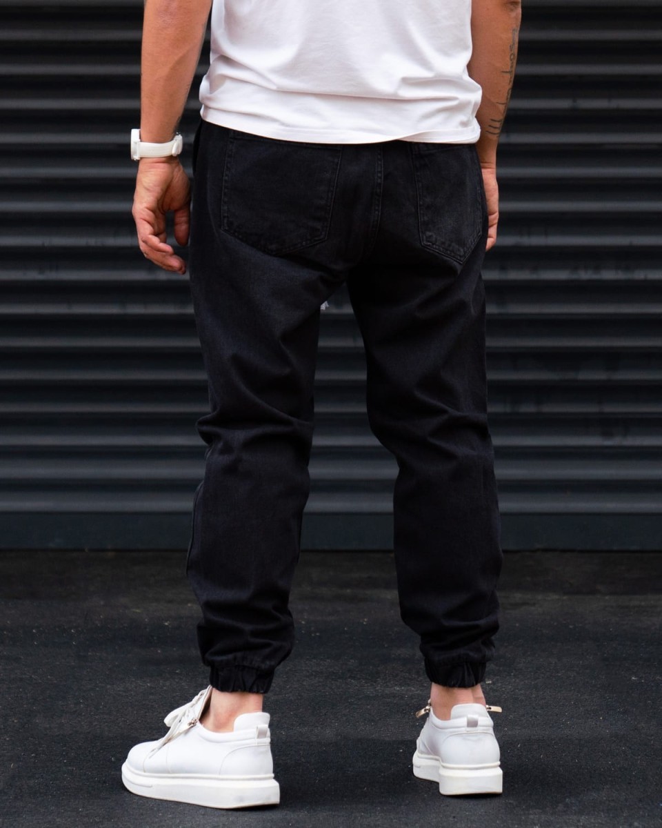 Oversized Denim Joggers in Washed Corded and Cuffed