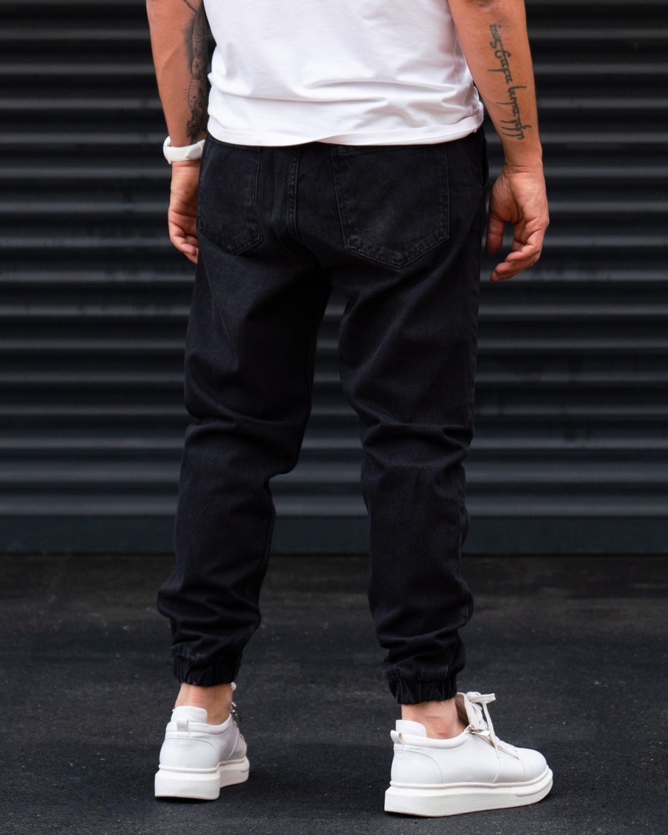 Oversized Denim Joggers in Washed Corded and Cuffed