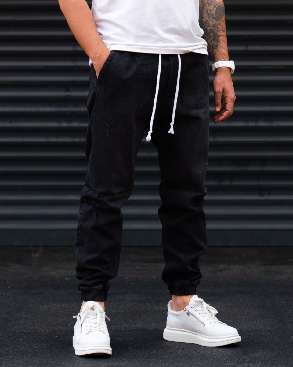 Oversized Denim Joggers in Washed Corded and Cuffed