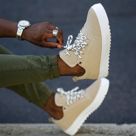 Baskets Basse Sneakers pour Hommes en Daim Beige | Martin Valen