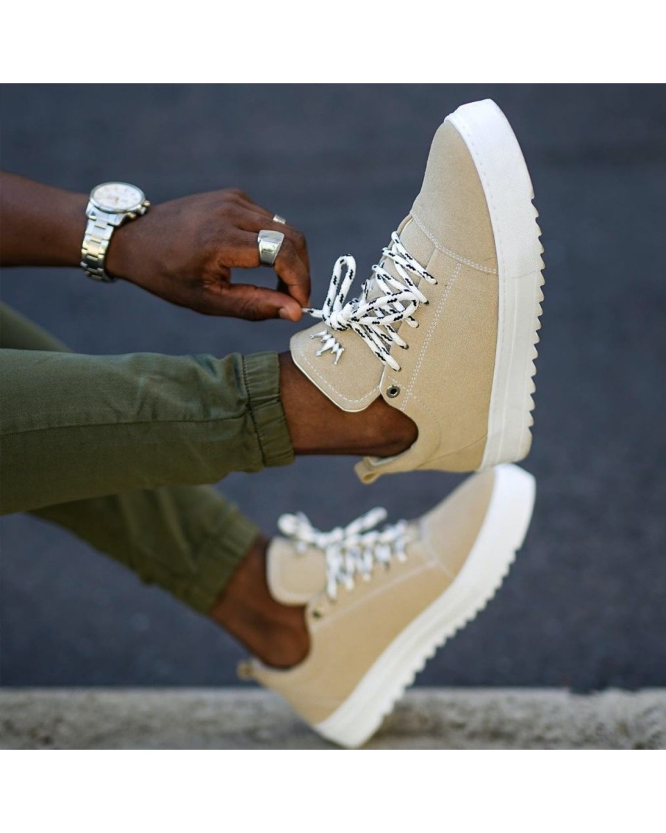 Baskets Basse Sneakers pour Hommes en Daim Beige | Martin Valen